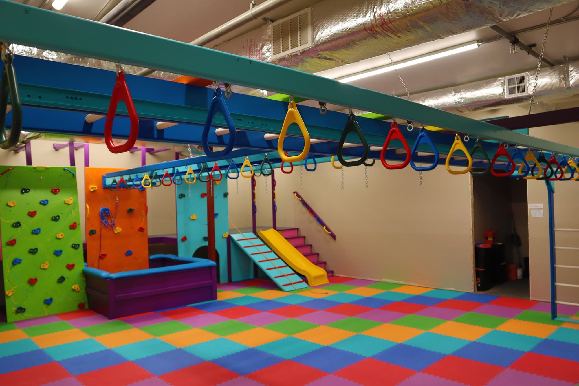 Home sensory gym with gymnastic rings